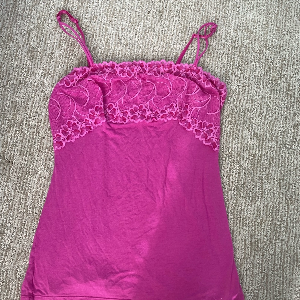 pink lace tank top